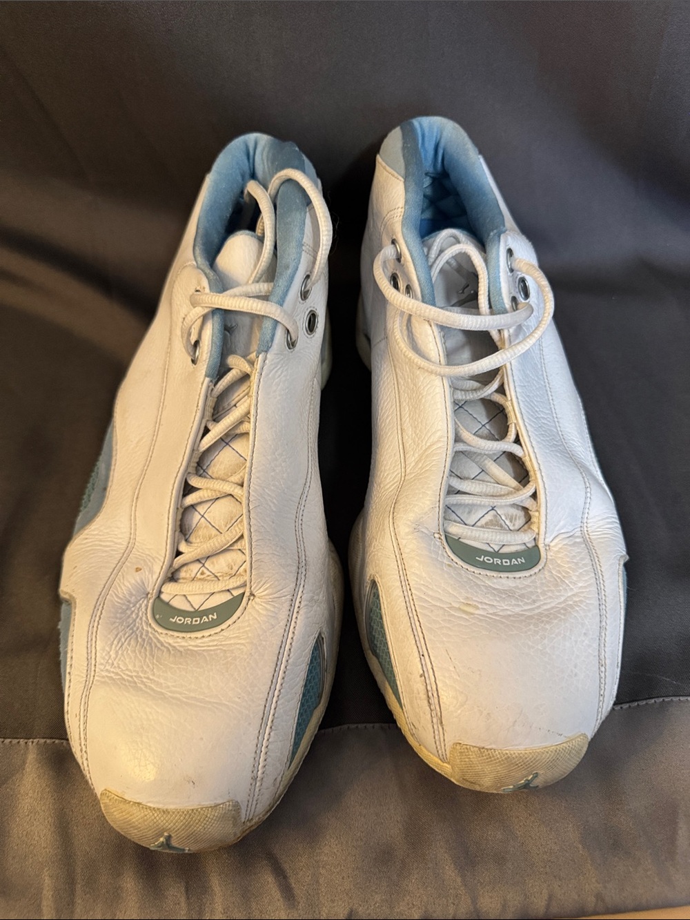 Jordan White with Light Blue Accent Retro Sneakers